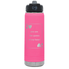 Laser etched pink 20 oz vacuum insulated water bottle with 'You Are the Queen of My Heart' design