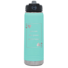 Laser etched teal 20 oz vacuum insulated water bottle with 'You Are the Queen of My Heart' design