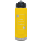 Laser etched yellow 20 oz vacuum insulated water bottle with 'You Are the Queen of My Heart' design