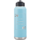 Laser etched light blue 32 oz vacuum insulated water bottle with 'You Are the Queen of My Heart' design