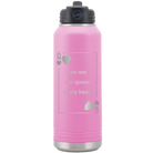 Laser etched light purple 32 oz vacuum insulated water bottle with 'You Are the Queen of My Heart' design