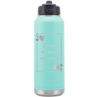 Laser etched teal 32 oz vacuum insulated water bottle with 'You Are the Queen of My Heart' design