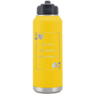 Laser etched yellow 32 oz vacuum insulated water bottle with 'You Are the Queen of My Heart' design