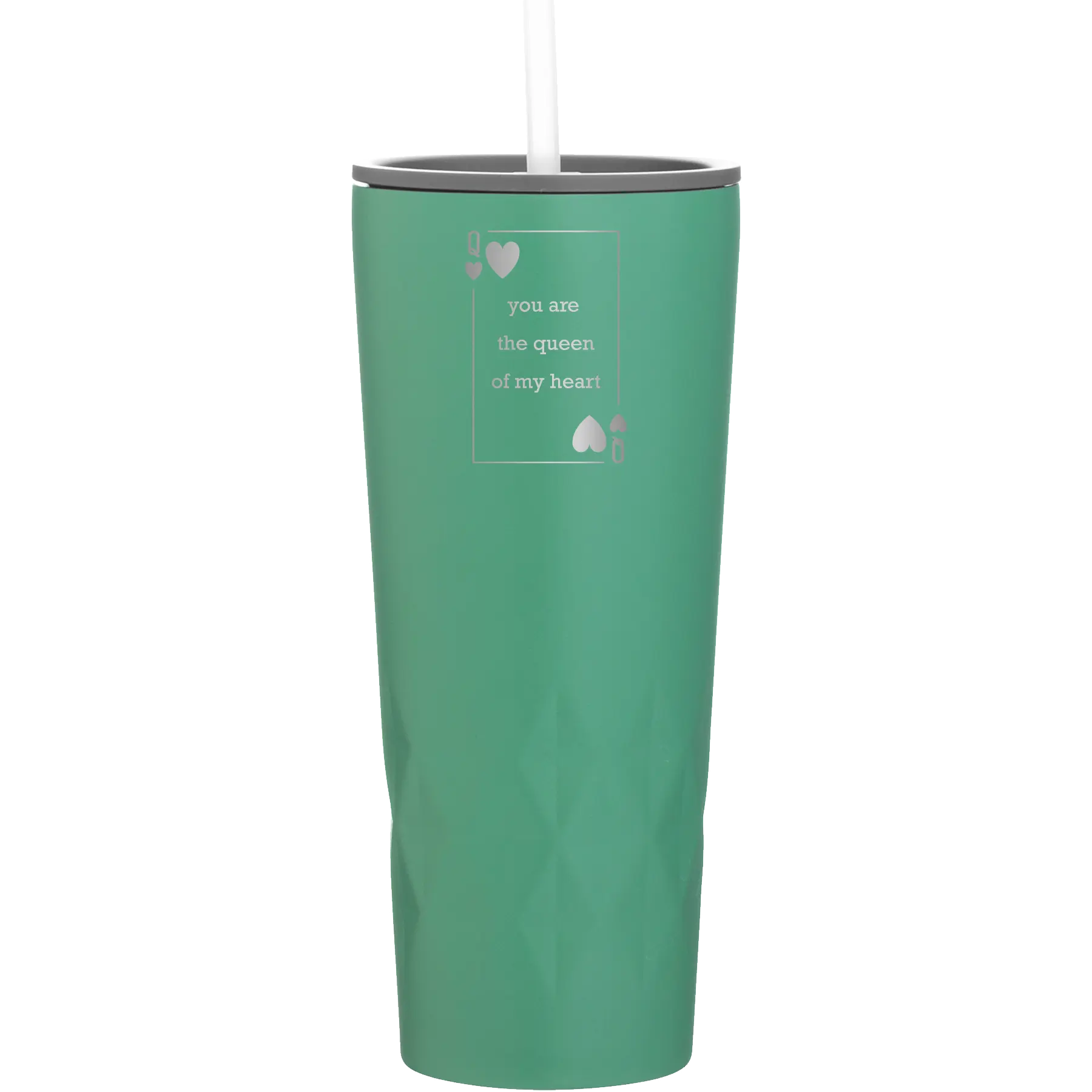 Laser etched forage 20 oz vacuum insulated tumbler with 'You Are the Queen of My Heart' design