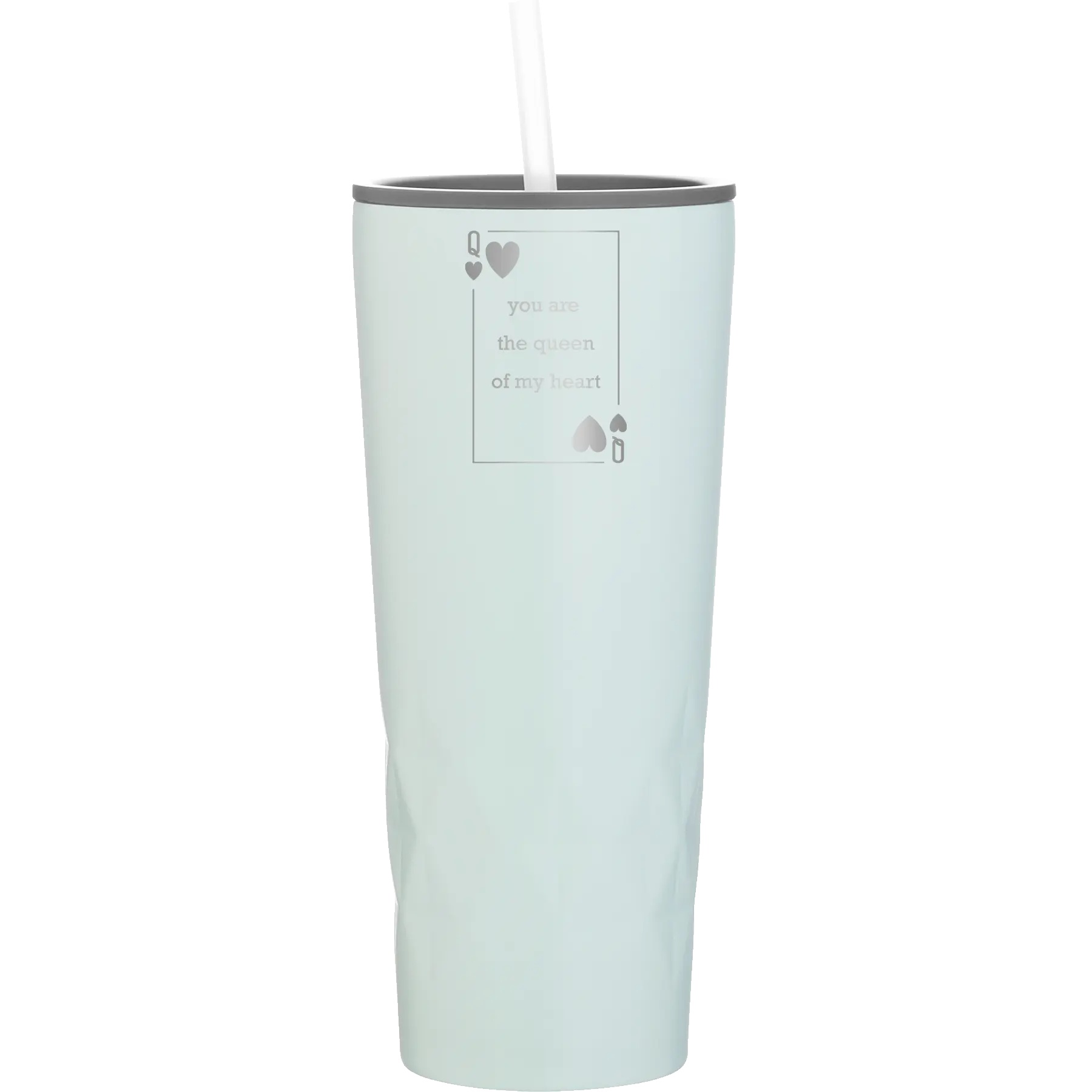 Laser etched meadow 20 oz vacuum insulated tumbler with 'You Are the Queen of My Heart' design