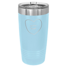 Laser etched light blue 20 oz vacuum insulated tumbler with 'Hand Drawn You're Alright' design