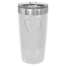 Laser etched white 20 oz vacuum insulated tumbler with 'Hand Drawn You're Alright' design