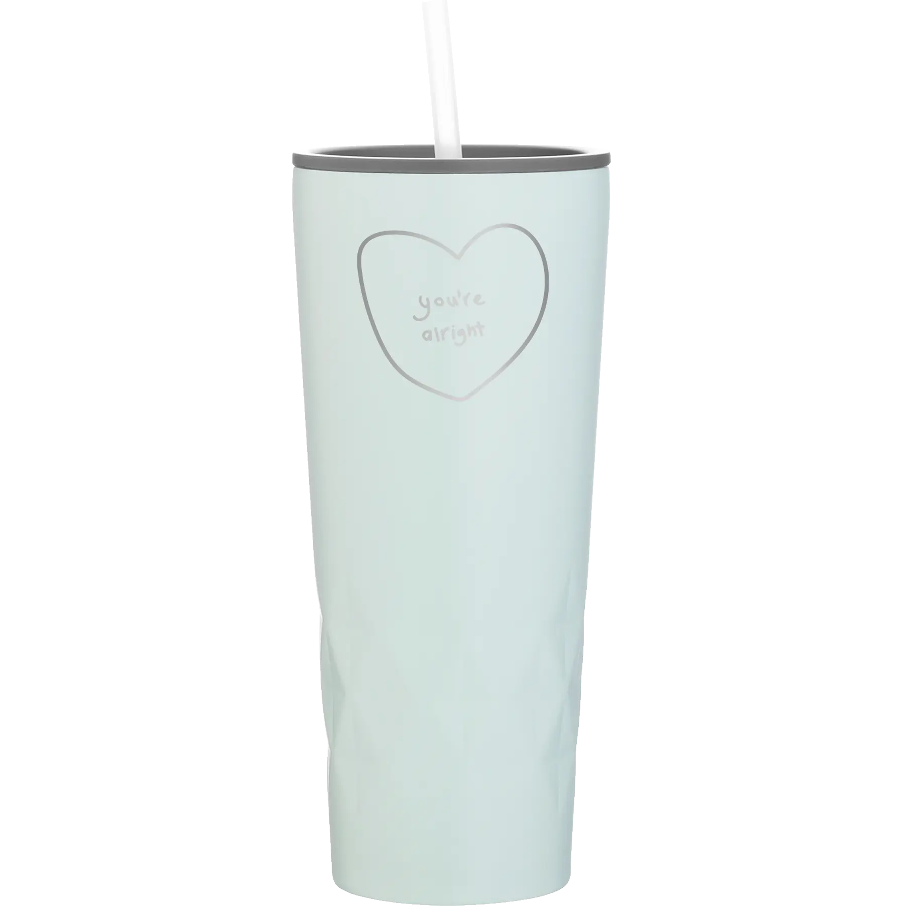 Laser etched meadow 20 oz vacuum insulated tumbler with 'Hand Drawn You're Alright' design