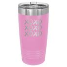Laser etched light purple 20 oz vacuum insulated tumbler with 'XOXO x3' design