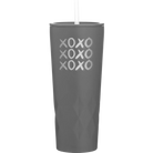 Laser etched slate 20 oz vacuum insulated tumbler with 'XOXO x3' design