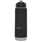 Laser etched black 20 oz vacuum insulated water bottle with 'Be Mine Card' design