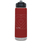 Laser etched maroon 20 oz vacuum insulated water bottle with 'Be Mine Card' design