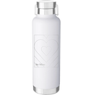 Laser etched white 24 oz vacuum insulated water bottle with 'Be Mine Card' design