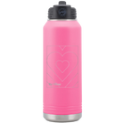 Laser etched pink 32 oz vacuum insulated water bottle with 'Be Mine Card' design