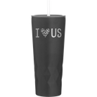 Laser etched black 20 oz vacuum insulated tumbler with 'I Love Us' design