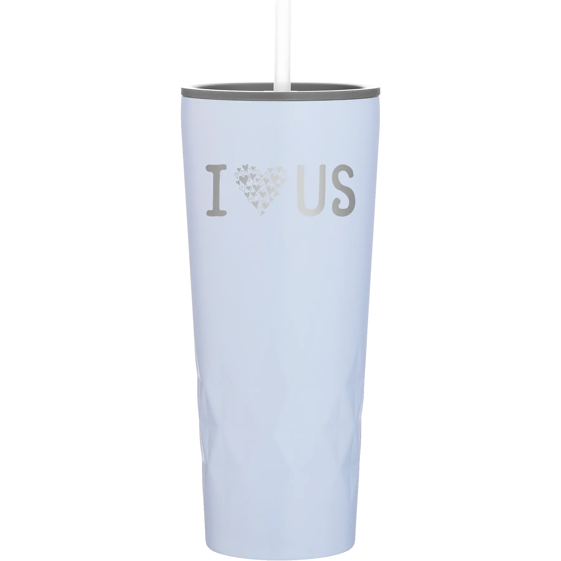 Laser etched landfall 20 oz vacuum insulated tumbler with 'I Love Us' design