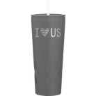 Laser etched slate 20 oz vacuum insulated tumbler with 'I Love Us' design