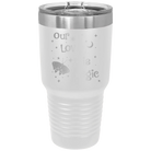Laser etched white 30 oz vacuum insulated tumbler with 'Our Love is Magic' design