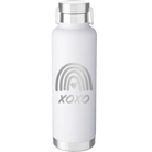 Laser etched white 24 oz vacuum insulated water bottle with 'XOXO Rainbow' design
