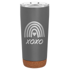 Laser etched storm gray 20 oz vacuum insulated tumbler with 'XOXO Rainbow' design