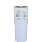 Laser etched landfall 20 oz vacuum insulated tumbler with 'XOXO Rainbow' design