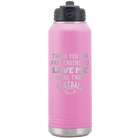 Laser etched light purple 32 oz vacuum insulated water bottle with 'Thank you for Pretending to Love Me More Than Football' design