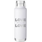 Laser etched white 24 oz vacuum insulated water bottle with 'Love is Love' design
