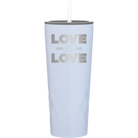 Laser etched landfall 20 oz vacuum insulated tumbler with 'Love is Love' design