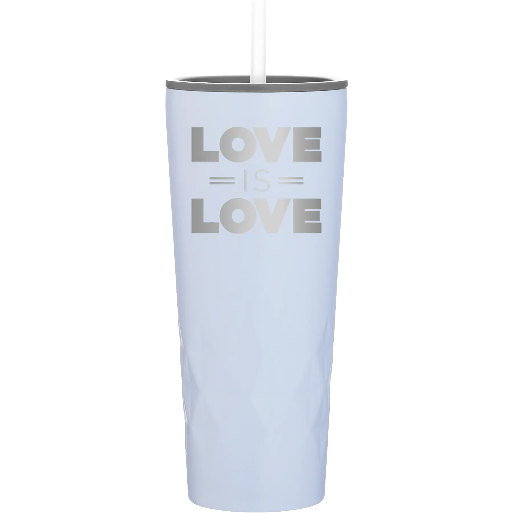 Laser etched landfall 20 oz vacuum insulated tumbler with 'Love is Love' design