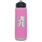 Laser etched light purple 20 oz vacuum insulated water bottle with 'Love' design