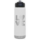 Laser etched white 20 oz vacuum insulated water bottle with 'Love' design