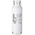 Laser etched white 24 oz vacuum insulated water bottle with 'Love' design