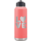 Laser etched coral 32 oz vacuum insulated water bottle with 'Love' design