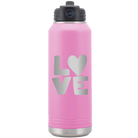 Laser etched light purple 32 oz vacuum insulated water bottle with 'Love' design