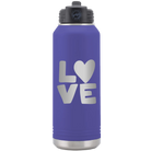 Laser etched purple 32 oz vacuum insulated water bottle with 'Love' design