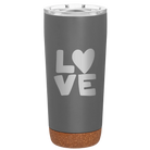 Laser etched storm gray 20 oz vacuum insulated tumbler with 'Love' design