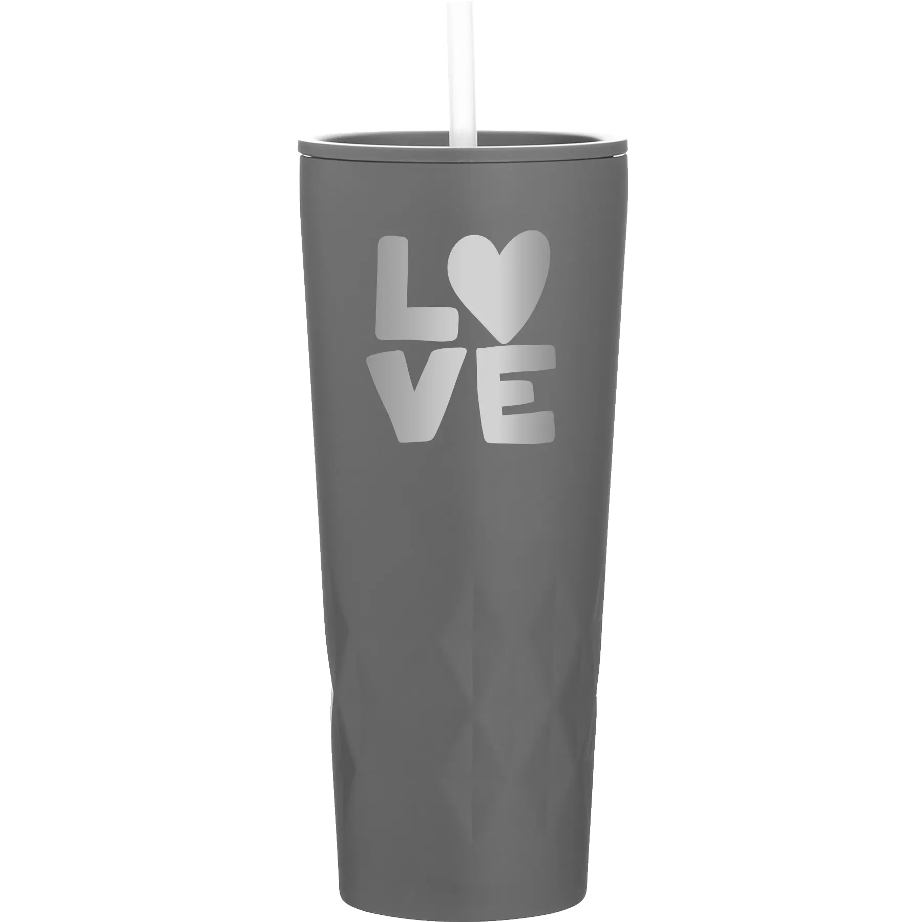 Laser etched slate 20 oz vacuum insulated tumbler with 'Love' design