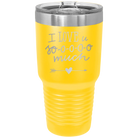 Laser etched yellow 30 oz vacuum insulated tumbler with 'I Love U Sooooo Much' design