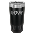 Laser etched black 20 oz vacuum insulated tumbler with 'Love Cutout' design