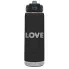 Laser etched black 20 oz vacuum insulated water bottle with 'Love Cutout' design