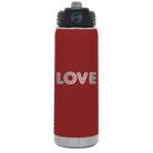 Laser etched maroon 20 oz vacuum insulated water bottle with 'Love Cutout' design
