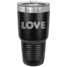 Laser etched black 30 oz vacuum insulated tumbler with 'Love Cutout' design