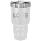 Laser etched white 30 oz vacuum insulated tumbler with 'Love Cutout' design
