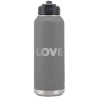 Laser etched dark gray 32 oz vacuum insulated water bottle with 'Love Cutout' design