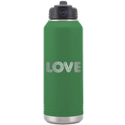 Laser etched green 32 oz vacuum insulated water bottle with 'Love Cutout' design
