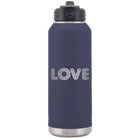 Laser etched navy 32 oz vacuum insulated water bottle with 'Love Cutout' design