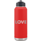 Laser etched red 32 oz vacuum insulated water bottle with 'Love Cutout' design