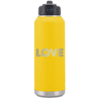 Laser etched yellow 32 oz vacuum insulated water bottle with 'Love Cutout' design