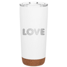 Laser etched white 20 oz vacuum insulated tumbler with 'Love Cutout' design