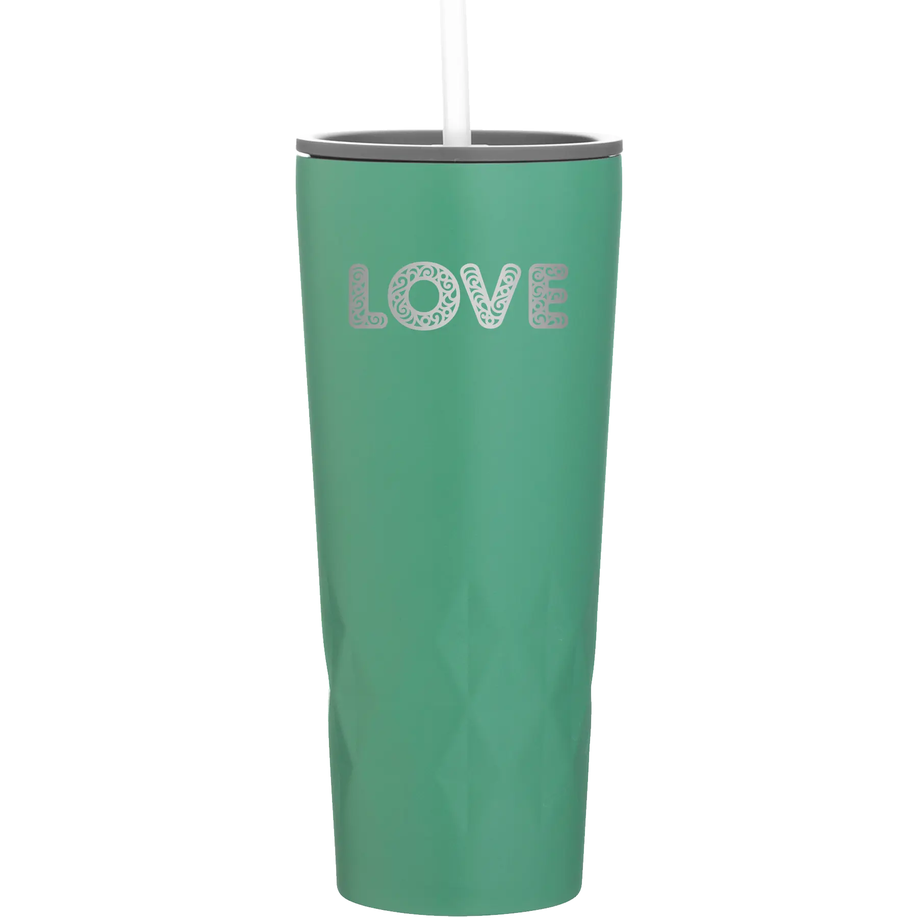 Laser etched forage 20 oz vacuum insulated tumbler with 'Love Cutout' design
